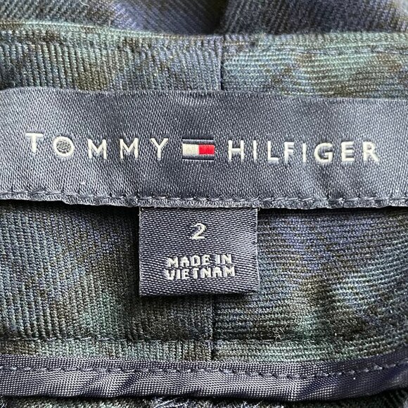 Tommy Hilfiger Ashby Ankle Tartan Plaid Preppy Poly Rayon Pants Navy Green Sz 2 - Picture 10 of 13